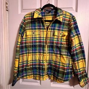Chaps womens yellow and multicolour cotton flannel with zipper XL petite